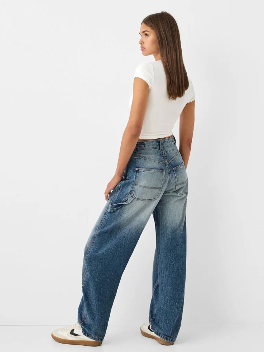 BERSHKA adjustable waist carpenter jeans